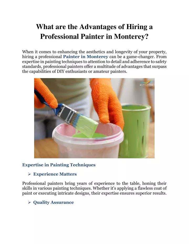PPT - What are the Advantages of Hiring a Professional Painter in Monterey? PowerPoint Presentation - ID:13031421
