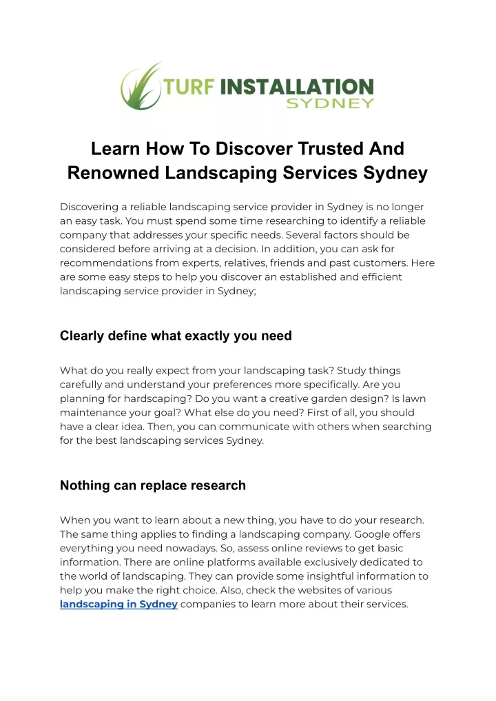 PPT - Learn How To Discover Trusted And Renowned Landscaping Services Sydney PowerPoint Presentation - ID:13023643