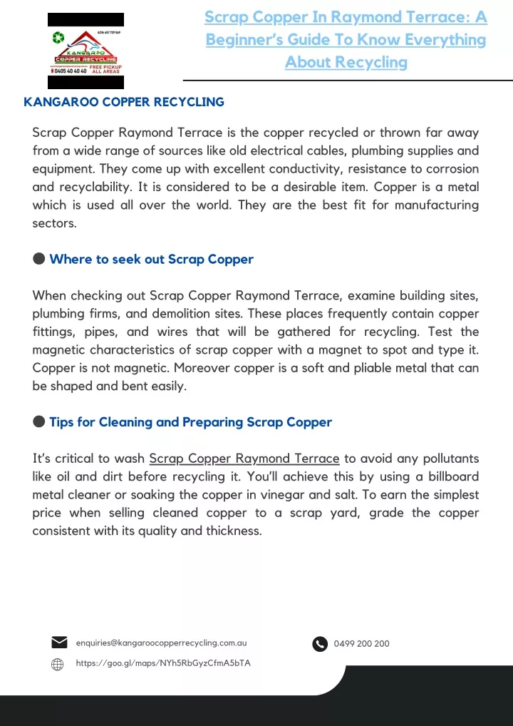 PPT - Scrap Copper In Raymond Terrace A Beginner’s Guide To Know Everything About Recycling PowerPoint Presentation - ID:13039050