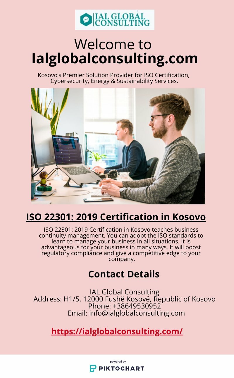ISO 22301: 2019 Certification in Kosovo | Piktochart Visual Editor