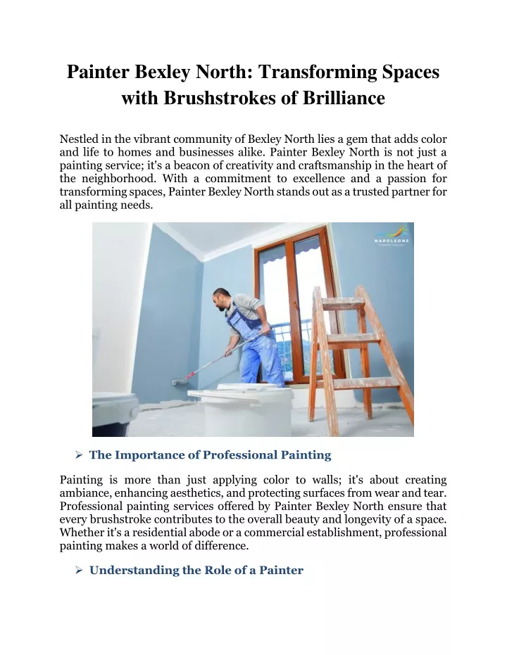 PPT - Painter Bexley North: Transforming Spaces with Brushstrokes of Brilliance PowerPoint Presentation - ID:13110973