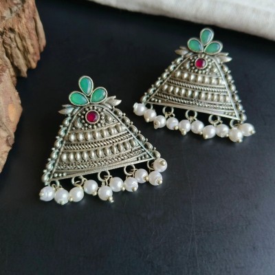 Triangular Pearl Oxidised Studs | Sarichka Profile Picture