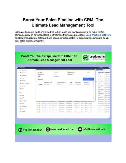 Boost Your Sales Pipeline with CRM: The Ultimate Lead Management Tool | PDF