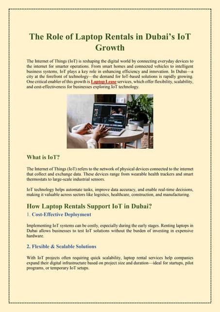 The Role of Laptop Rentals in Dubai’s IoT Growth | PDF