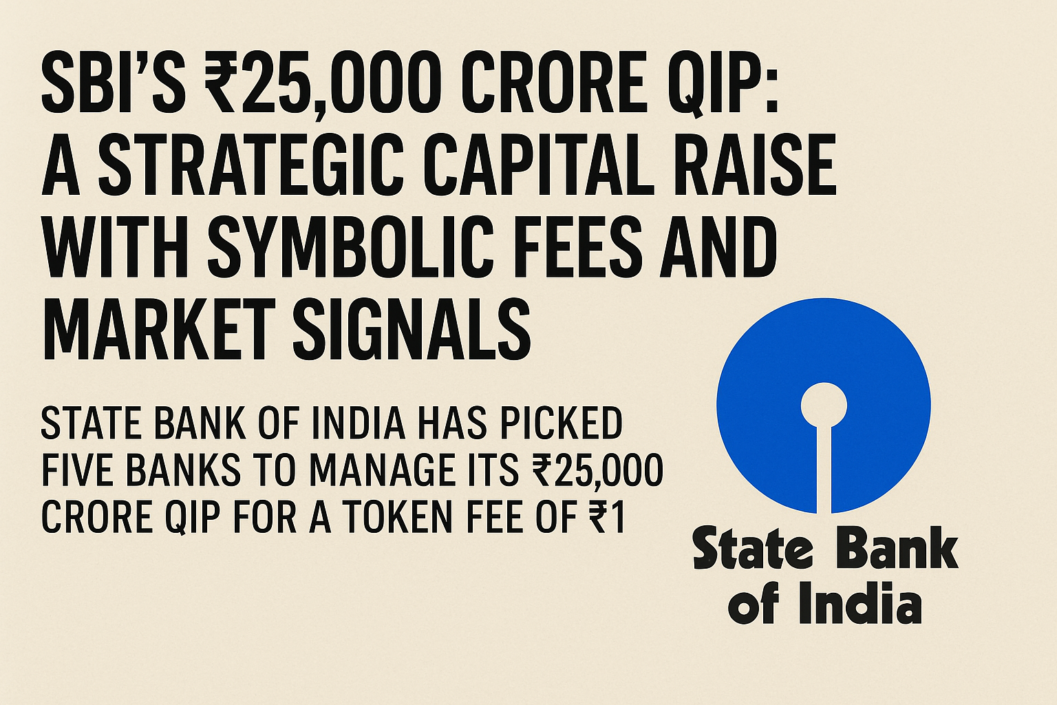 SBI’s ₹25,000 Crore QIP: A Strategic Capital Raise with Symbolic Fees and Market Signals