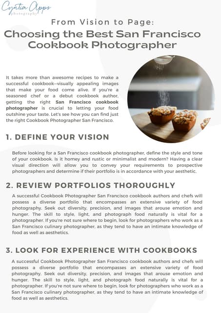 Choosing the Best San Francisco Cookbook Photographer