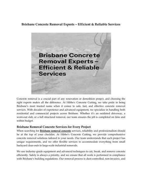 Brisbane Concrete Removal Experts – Efficient & Reliable Services