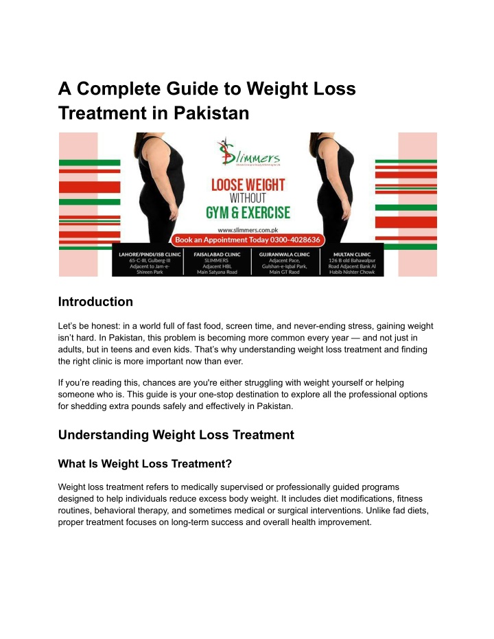PPT - A Complete Guide to Weight Loss Treatment in Pakistan PowerPoint Presentation - ID:14309461