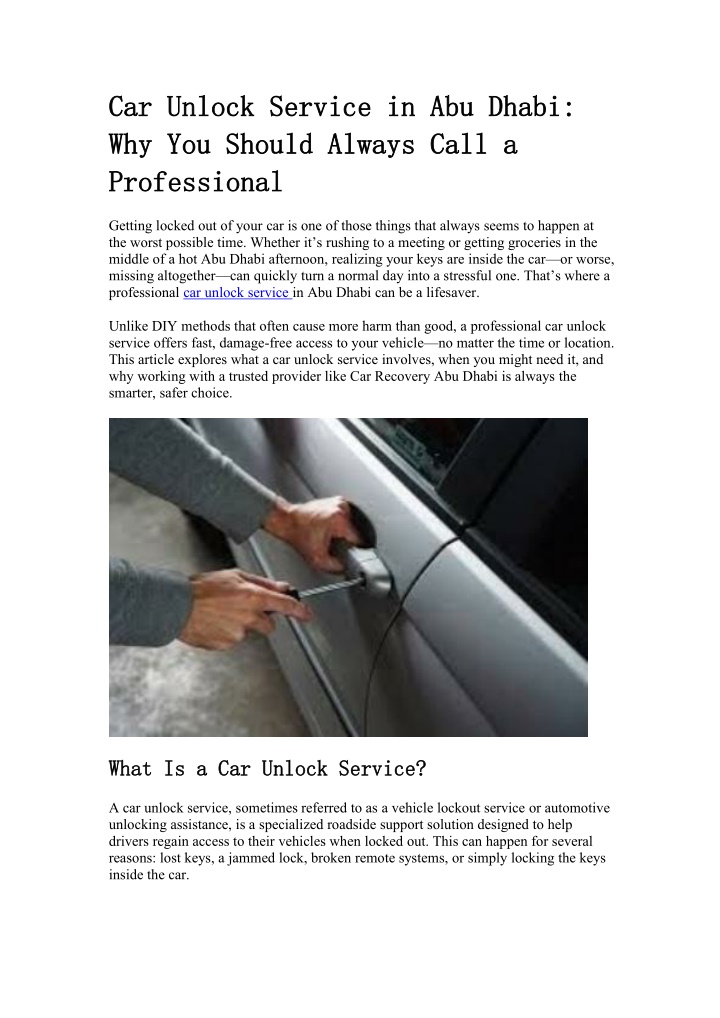 PPT - Car Unlock Service in Abu Dhabi PowerPoint Presentation, free download - ID:14314514