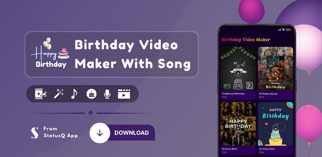 StatusQ Happy Birthday Video Maker Cover Image