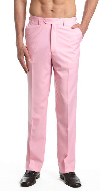 Chic Pink Dress Pants for Men | Flat Front Trousers