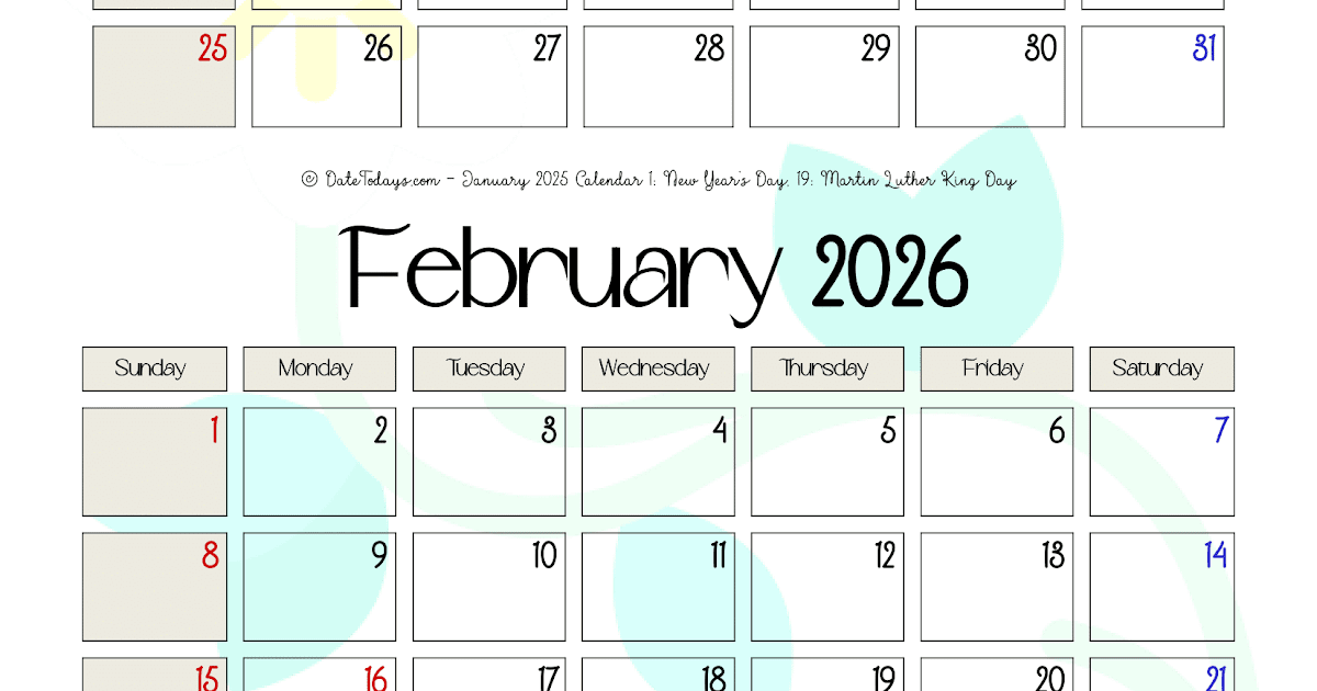 January February 2026 Calendar
