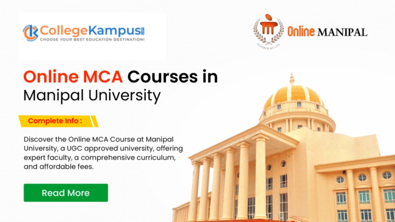 Online MCA Course at Manipal University 2025 : 100% Discount