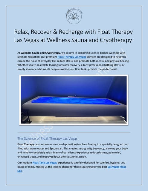 Float Therapy Las Vegas At Wellness Sauna and Cryotherapy.pdf
