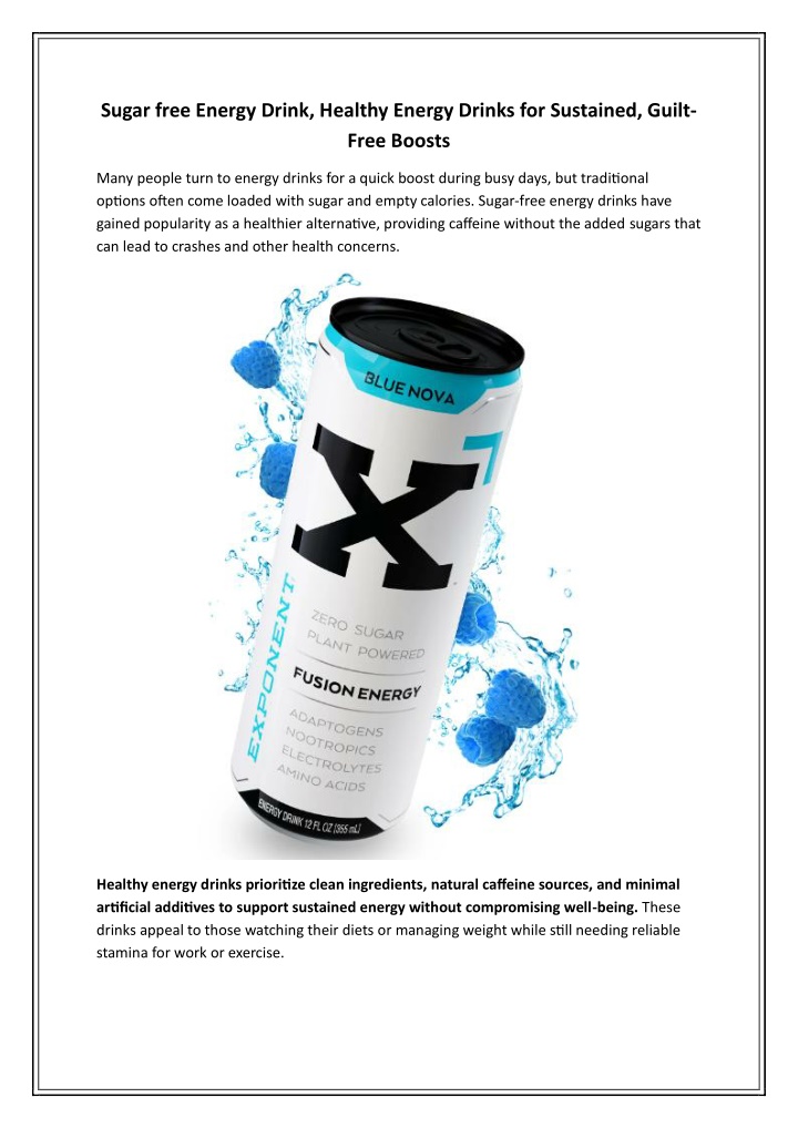 PPT - Sugar free Energy Drink, Healthy Energy Drinks for Sustained, Guilt-Free Boosts PowerPoint Presentation - ID:14432900