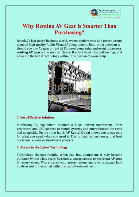 Why Renting AV Gear is Smarter Than Purchasing? | PDF